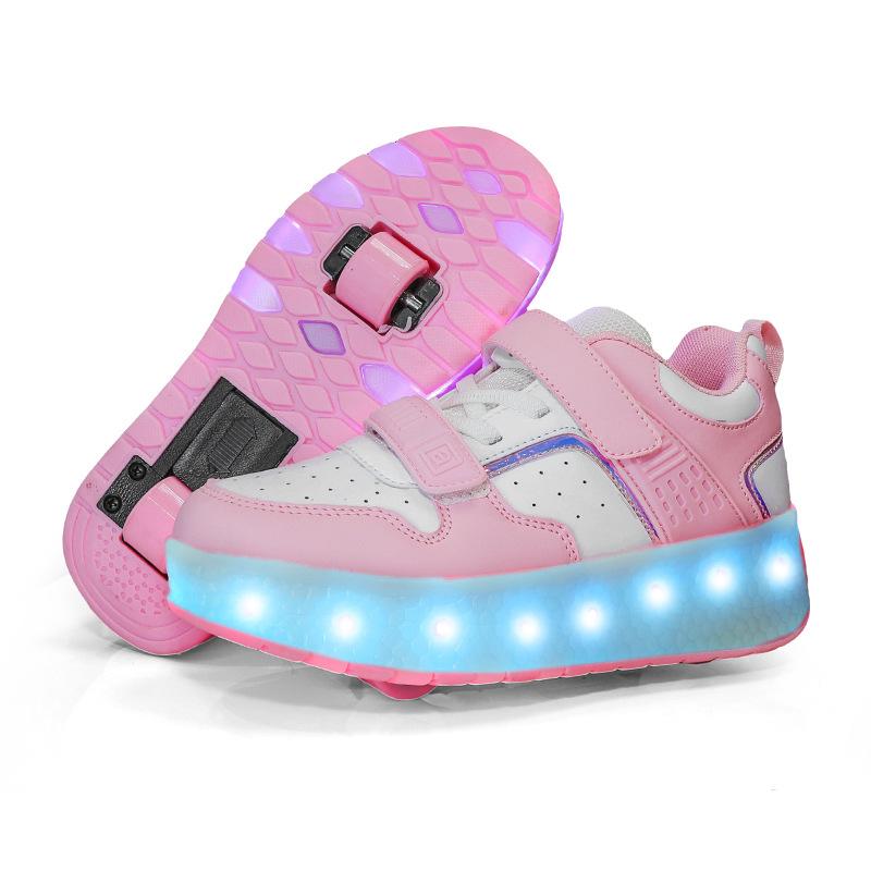 Factory Direct Sales, Explosive Shoes, Men's and Children's Double-wheel Charging Shoes, High Value 6-16 Years Old, Sliding Shoes with Wheels