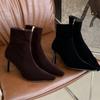 High-heeled French Retro Short Boots Women's Boots Autumn 2025 New Side Zipper Thin Boots