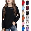 Boys Girls Child Fashion Daily Versatile Casual Crewneck Sweatshirts Daily Long Sleeve Patchwork Top Sweatshirts
