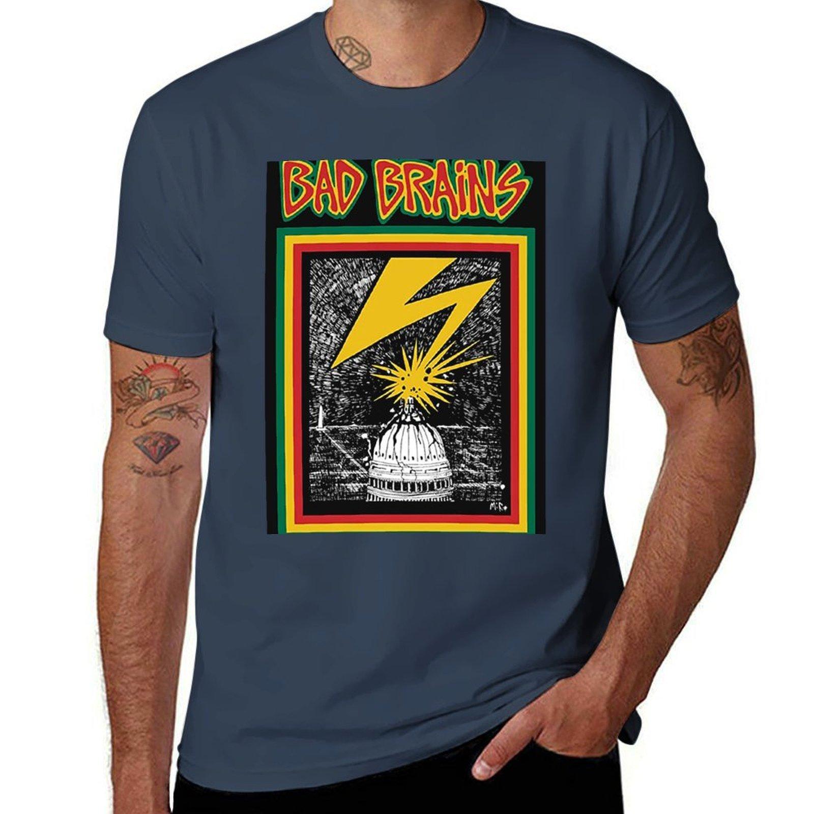 Футболка Bad brains футболки хлопок 100% печатные футболки для мужчины футболки для мужчины хлопок Футболка S