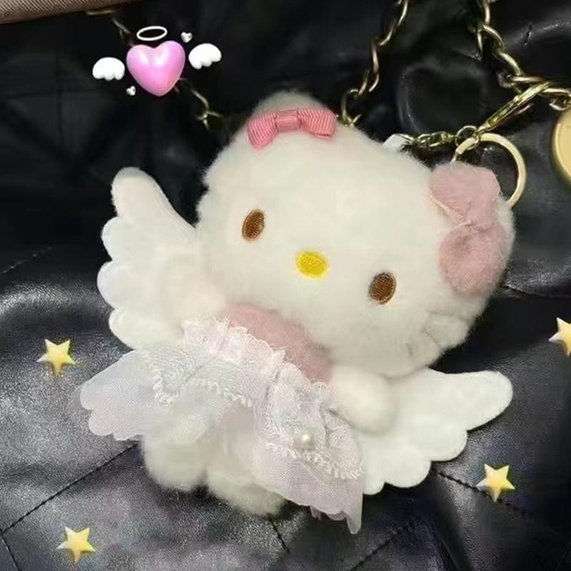 Cute Sanrio Hello Kitty Keychain Kawaii Cartoon Schoolbag Pendant Decoration  Plush Doll Toy Holiday Gifts
