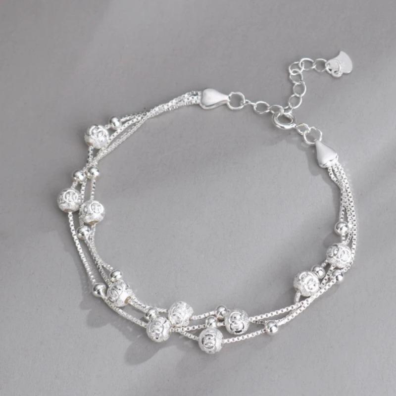 Fijn 925 Sterling Zilver Holle Bellen Bal Armbanden Verstelbare Armbanden voor Vrouwen Mode Vakantiecadeaus Feest Bruiloft Sieraden