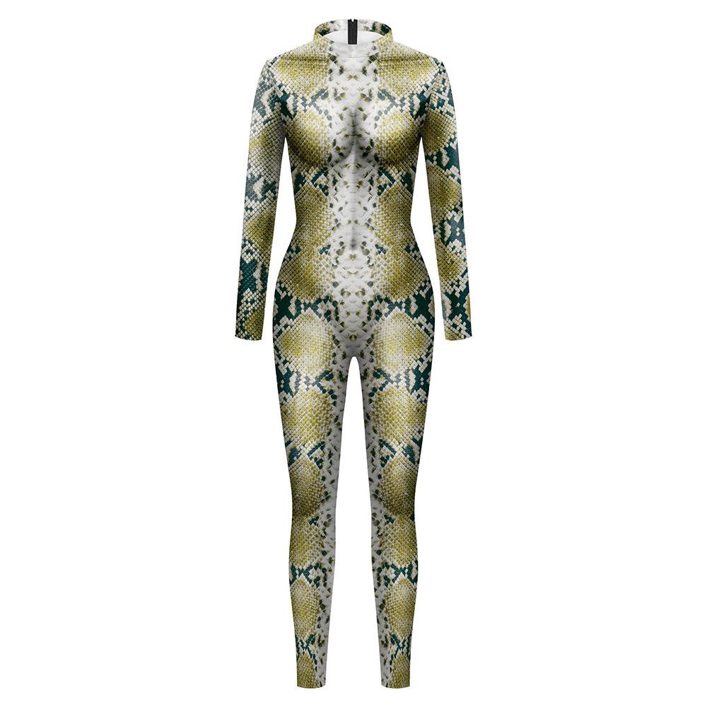 

3D Animal Snakeskin Print Jumpsuit Onesie - Couple s Long Sleeve Set XL: Extra Large