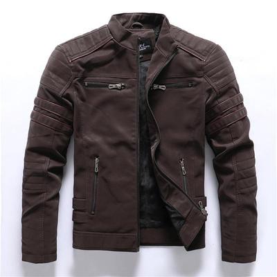 Men's Autumn/Winter Frosted Leather Slim-Fit Motorcycle Jacket