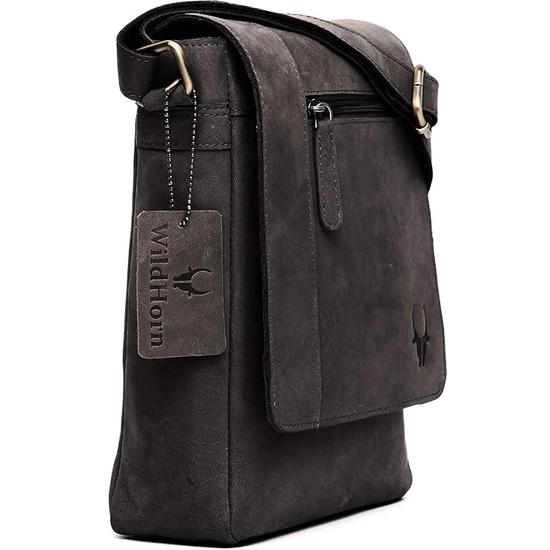 WildHorn Leather 8.5 inch Sling Messenger Bag for Men I Travel Bag with Adjustable Strap I IDIMENSION: L- 8.5inch H- 10.5inch W- 3inch