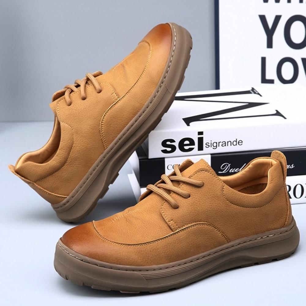Casual Business Shoes Man Spring New British Style Retro Tooling Shoes Leather Comfortable Breathable Casual Leather Shoes Men