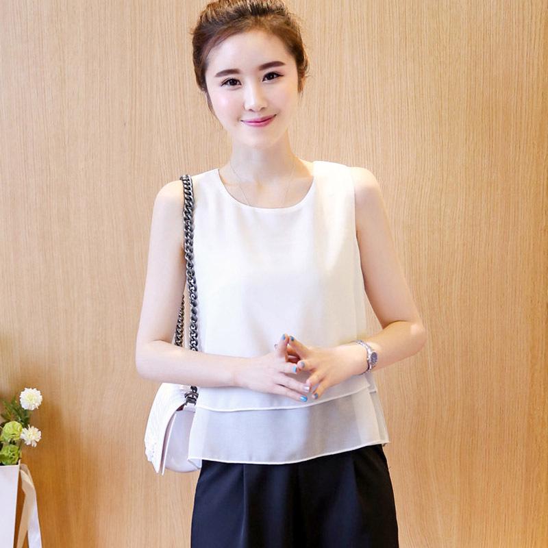 Plus Size Women's Chiffon Sleeveless Camisole – Spring/Summer Loose Round Neck Top