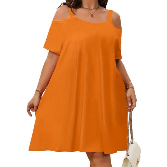 Women's Summer Off Shoulder Mini Dress Short Sleeve Flowy A-line Dress Casual Loose Beach Vacation Sundress