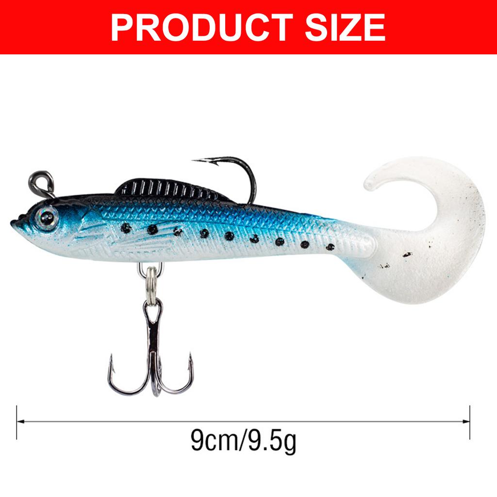 Artificial Plastic Bait Swimbait Fishing Hook Tackle Soft Swimbait Curl Tail Fish Baits Fishing Jig Lures Easy to Use