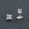 Geometric Moissanite Stud Earrings Women Sterling Long Rectangle Design Lightweight Luxury Daily Wear