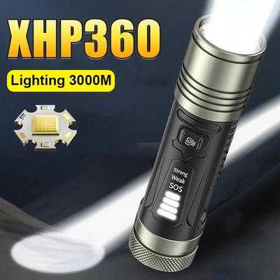 Найпотужніший ліхтарик XHP360 LED Кемпінговий ліхтар Надяскравий Далекобійні ліхтарі Змінна яскравість Акумуляторні лампи Для вулиці