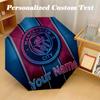 8 Rib Auto Folding Umbrella Manchester City Print Custom Name Text Portable Rain Gear