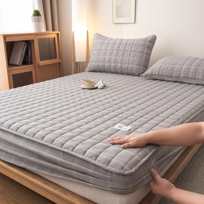 Klasse A Baumwolle Antibakteriell Gestepptes Einzelbettlaken Haushalt Matratzenschoner Rundum-Bettbezug Staubdicht und Rutschfest für Vier Jahreszeiten