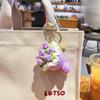 Cute Crochet Bouquet Mini Hand-knitted Flower Ring Car Bag Hanging Pendant Ornament Lover Valentine's Day gift Bag Charm