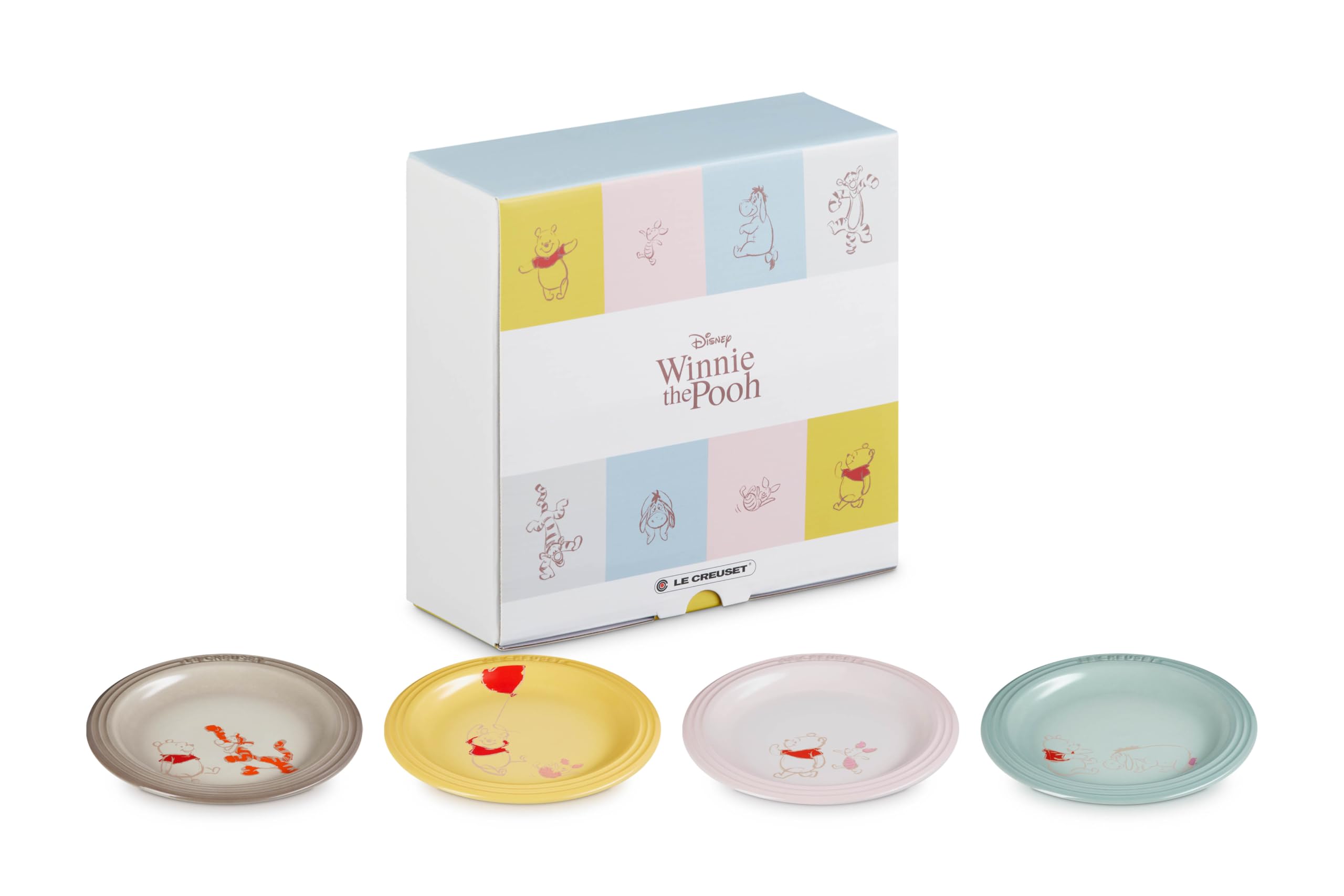 

Le Creuset Disney Winnie the Pooh Plates, 18cm, Pack of 4 [Official Japanese Product]