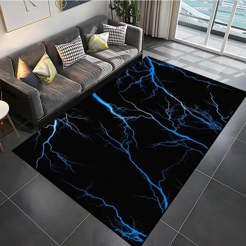 Tappeto Tondo 3D a Strisce Fulminee, Misura 15, per Soggiorno, Camera da Letto, Casa, Decorazione Divano, Tappetino Antiscivolo per Bambini, Regali per Gamer