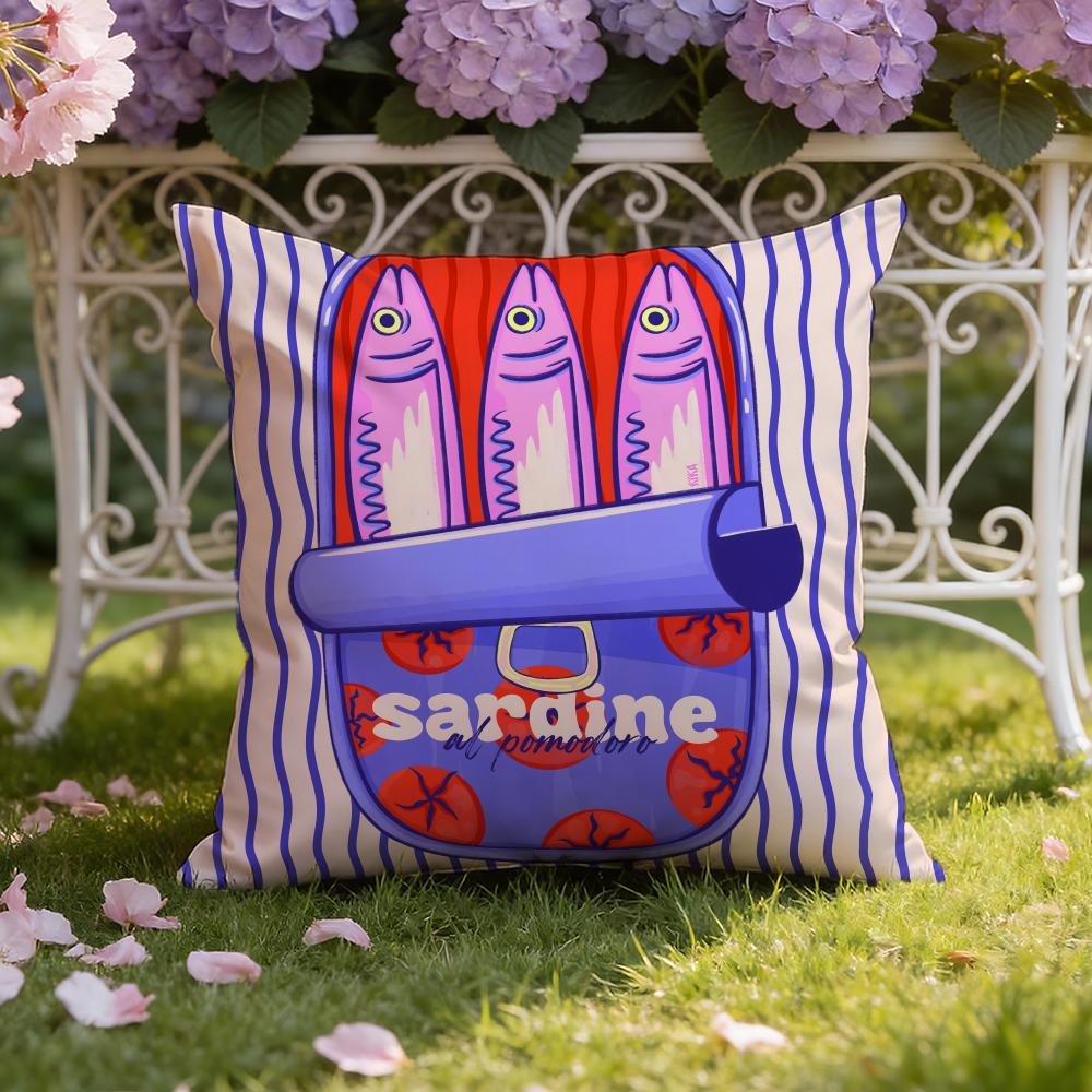 Cartoon S-Sardine C-Can cute Cushion Cover Home & Car Dual-Scene Pillow Cover: Reversible for Premium Comfort