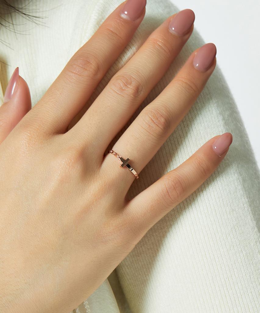 Helene Jewelry 14K 18K Promise Link Cross Miss Ring Gold Ring