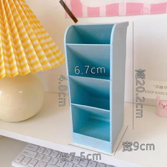 Candy Color 4 Grid Desktop Pen Holder Kawaii Small Big Size Makeup Brushes Lipstick Pens Storage Organizer School Stationery