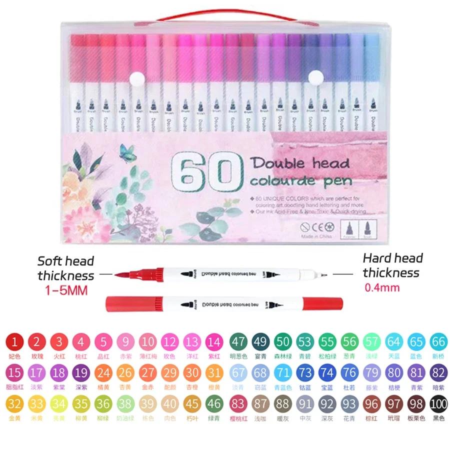 24/48/60/80/100 Colors Double-Head Washable Color Marker Set Art Supplies for Artist Korean Stationery School Supplies