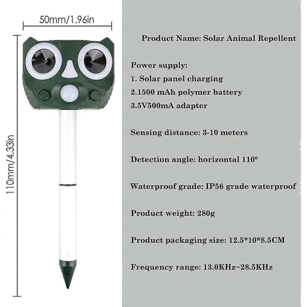 Solar Animal Repellent Device|outdoor Pet Repeller-ultrasonic,waterproof Usb Charge And Scarer