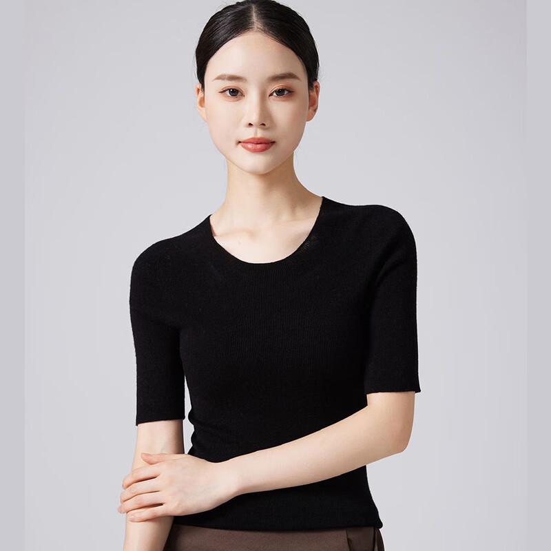 FENGXUN Women's 100% Wool Round Neck Long-Sleeve Knit Top