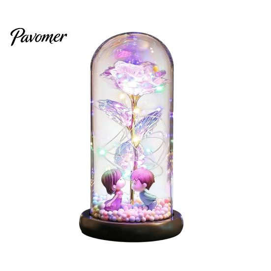 Birthday Rose Present Flower Gifts for Her Mom Wife Grandma Light Up Eternal Gift in A Dome Romantic Anniversary Valentine's Day Christmas