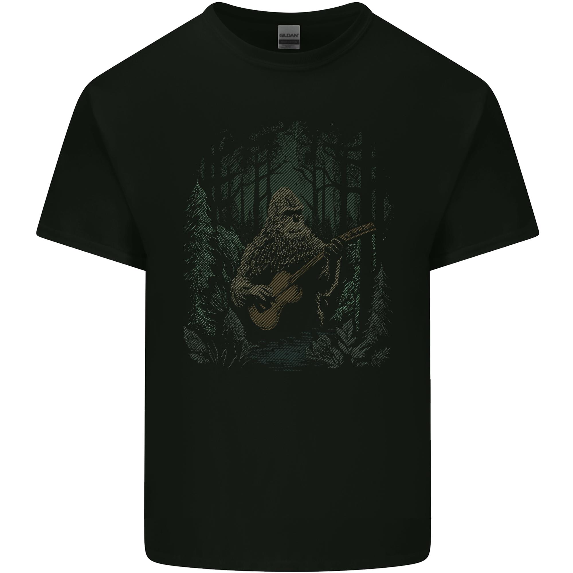 Bigfoot Playing the Guitar Unisexs Light Cotton TShirt S