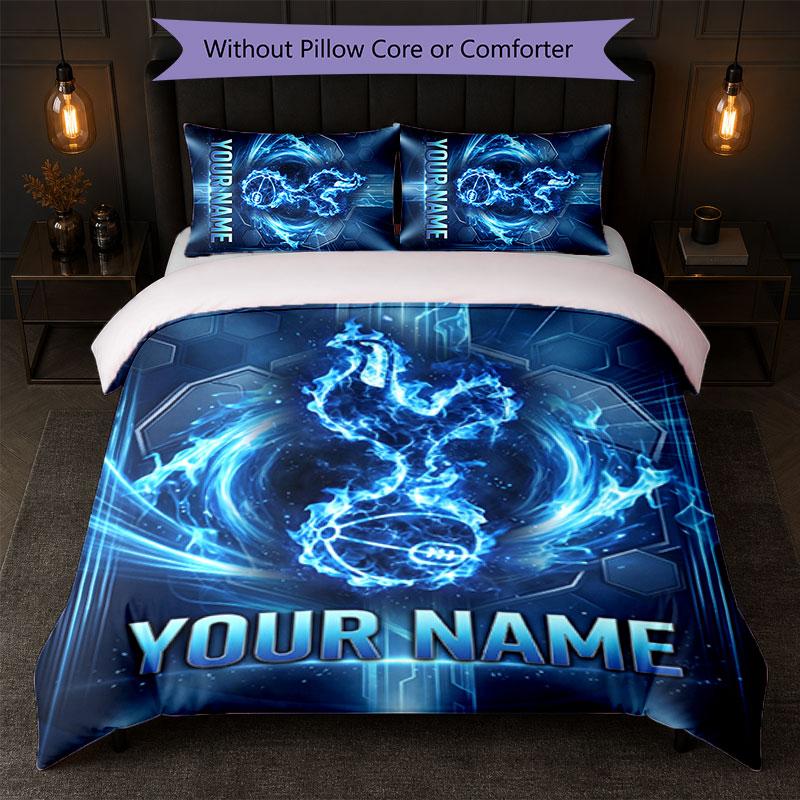 Tottenham Hotspur FC Benutzerdefinierter Name Text Bettwäsche-Set 1 Bettbezug + 2 Kissenbezüge Fußball-Logo Personalisierte Geschenkidee für besonderen Anlass Schlafzimmerdekoration
