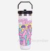 30Oz Anime K-Pop Large Capacity Portable Car Cup Stainless Steel Thermos Cup with Straw Handle Travel Sports Water Bottle Vacuum Flask