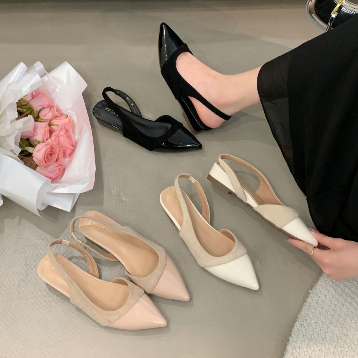 

2025 new autumn pointed back empty short slope heel shallow mouth versatile OL commuter professional women s single shoes 39 чёрный