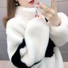 Women's Plush Korean-Style Loose Coat: Spliced, Thickened, for Autumn & Winter Fashion 2023