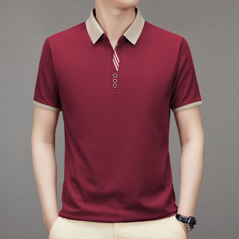 

Business And Leisure Non-Ironing Printed Men S Polo Shirt Short-Sleeved Top, Young And Middle-Aged Dad, Good Quality 4XL