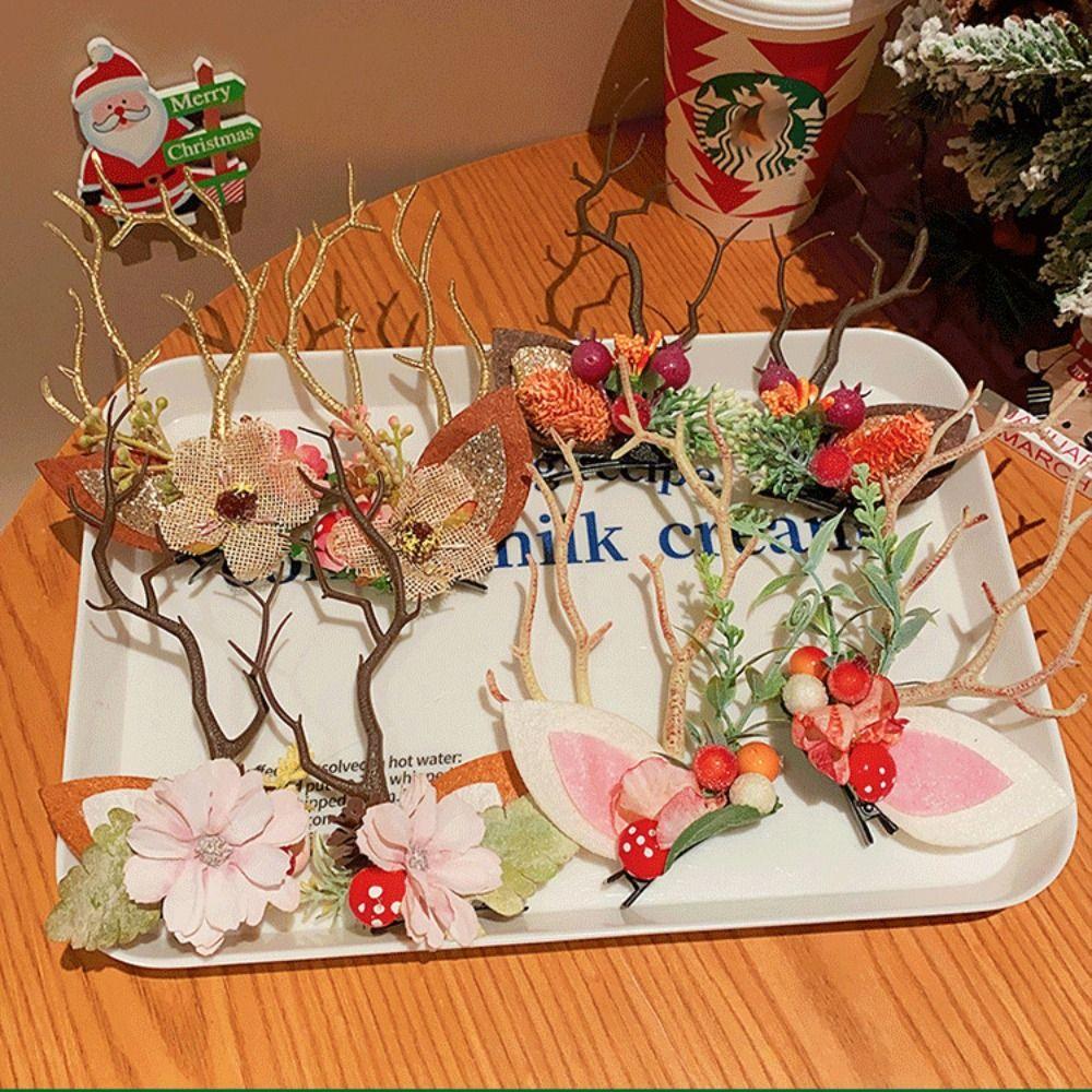 Merry Christmas Decor Children Deer Antler Hair Clip Elk Hair Clip Christmas Costume Dress Up