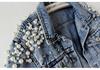 Giacca di Jeans Robusta con Perline per Donna - Capo di Moda Stile Europeo e Americano
