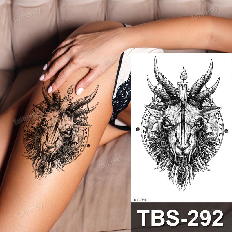 sketch flowers black temporary tattoo stickers waterproof thigh arm body tattoo sleeve anime snake fox lion dark designs women