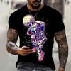 T-shirt z grafiką kosmiczną: Astronauta Koszący Księżyc, Swobodny T-shirt z Krótkim Rękawem