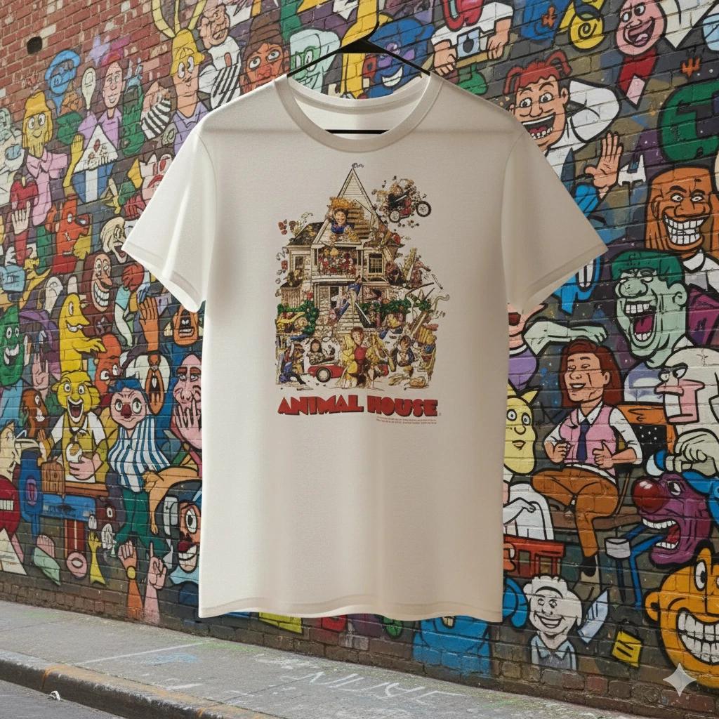 Animal House Movie T-Shirt White Vintage Comedy Film Graphic Tee - T878 2XL