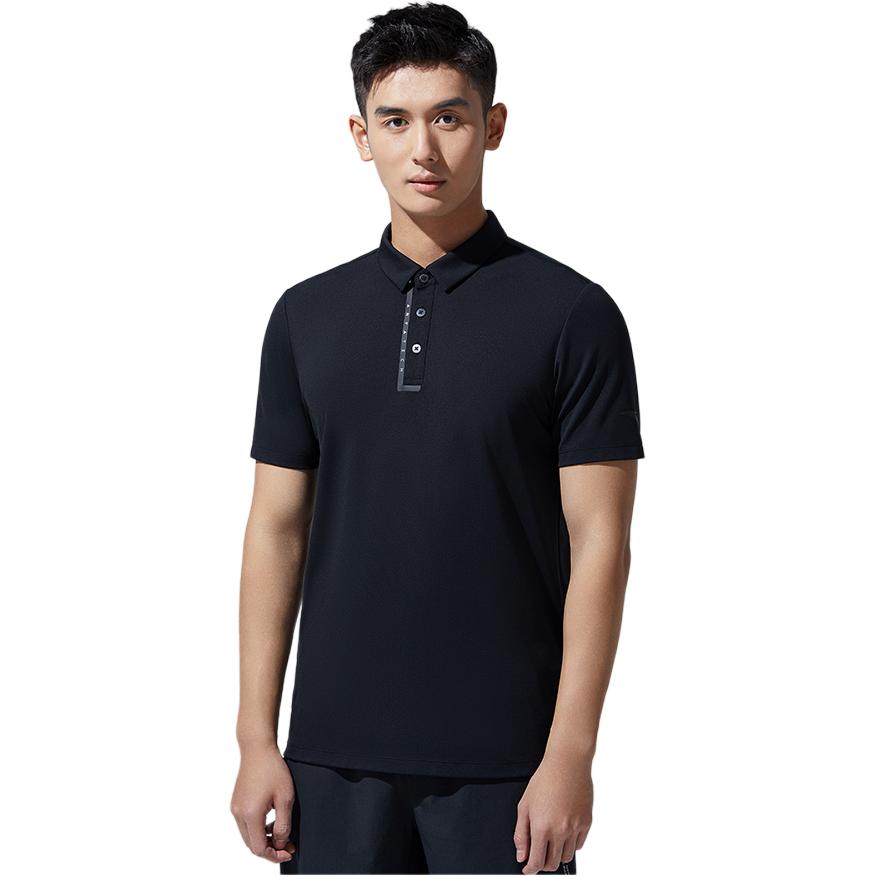 Anta Solid Color Polo Shirt With Collar Men Tops Black 152327110-4