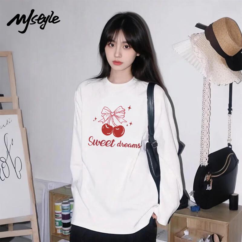 MJ STYLE Women s Loose Fit Pure Cotton Long-Sleeve T-Shirt 2XL