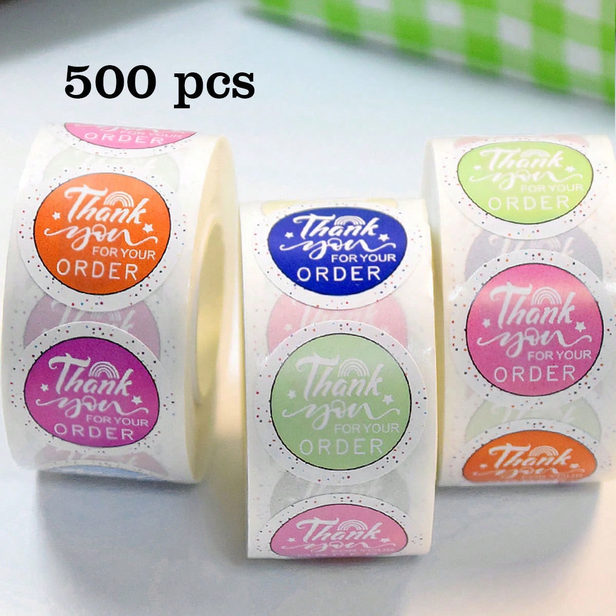 Colorful  Thank You  greeting stickers - round sealed stickers - 500 sheets of self-adhesive label sealing stickers