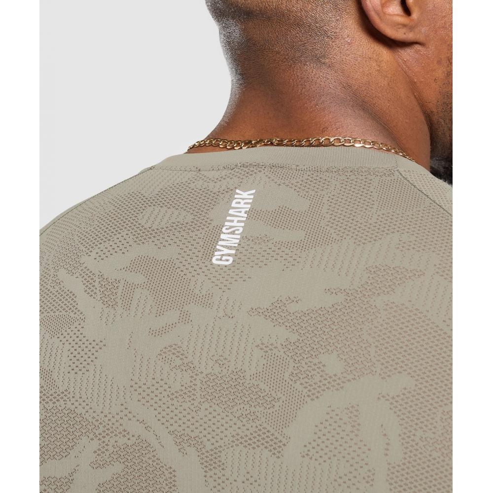 Gymshark Geo Seamless T shirT Linen Brown Camo Brown A5a2d Nb2d