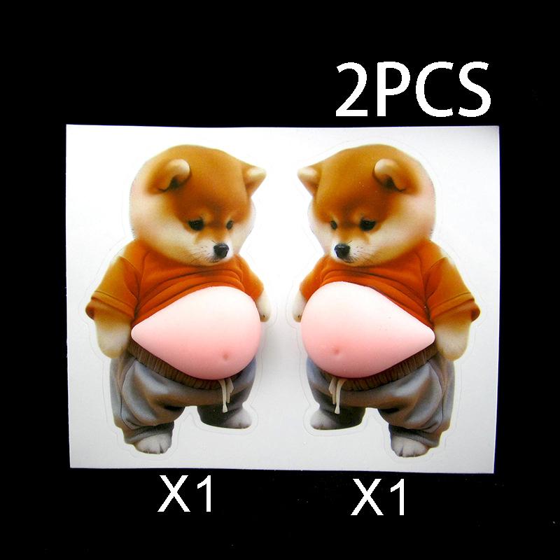 

3D Chubby Shiba Inu Belly Sticker – Squishy Fidget Toy with Orange Outfit, Silicone Self-Adhesive