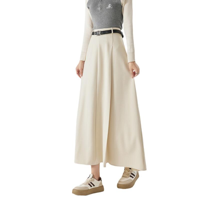 

Bust Skirt Women s Autumn and Winter New Pleated Skirt High Waist and Thin High-end Medium and Long Skirt XL абрикосовий