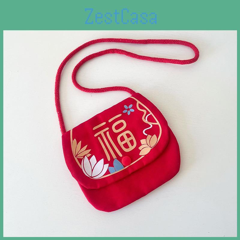 New Kids Adorable Year Red Packet Holder Nylon Sling Bag Perfect For Ages All