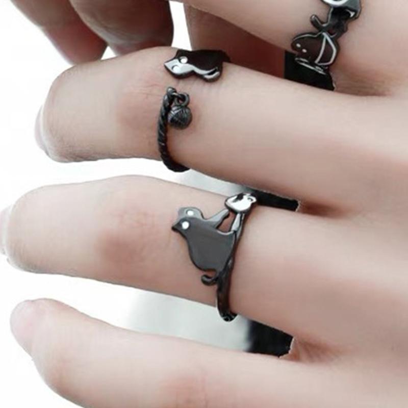 Open Design Kitty Ring Copper Allergy Resistant Lightweight Fashion Jewelry Stylish Finger Rings For Daily Wear Gifts