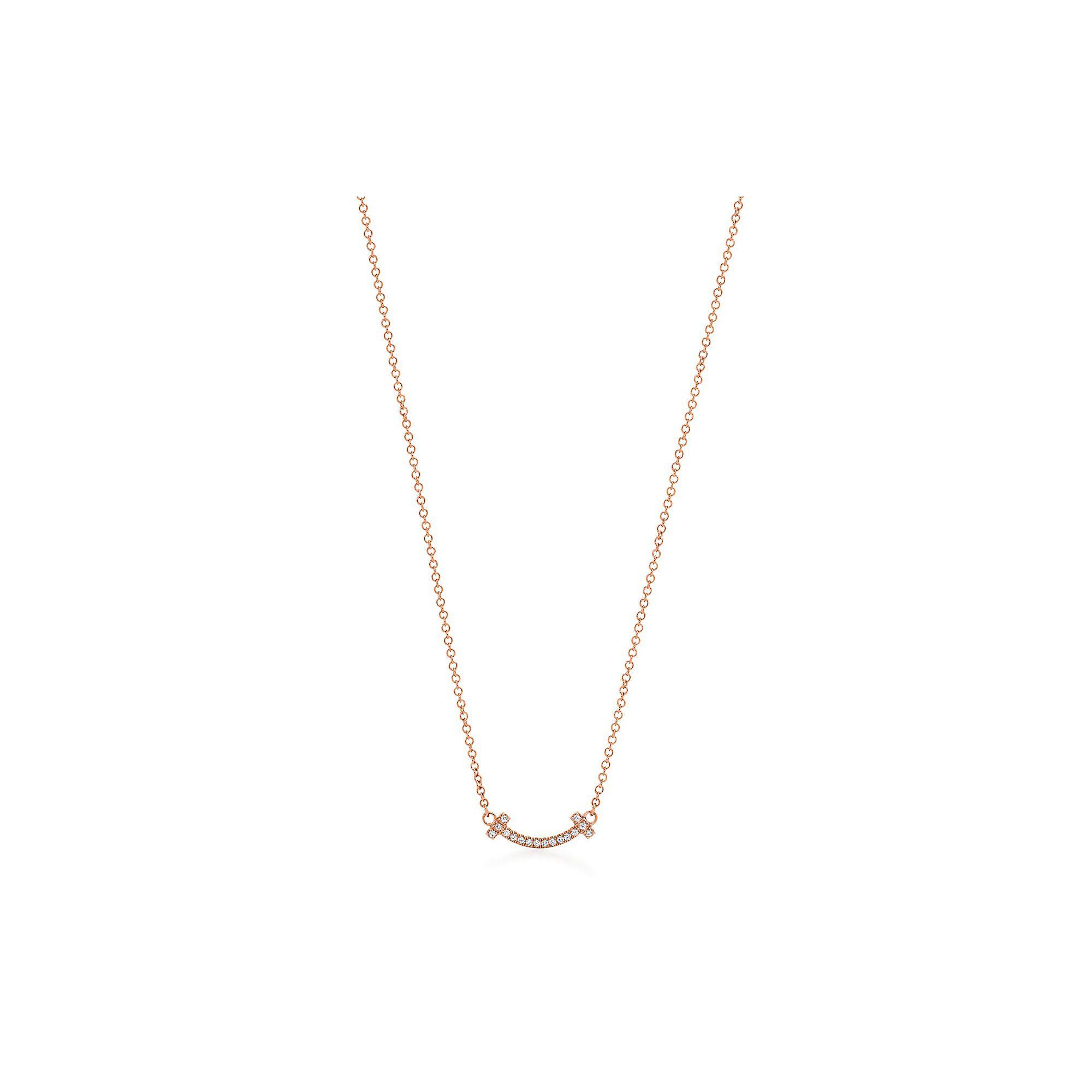 

Tiffany & Co. T Series Smiley Diamond Pendant Necklace Women necklace Rose-Gold GRP10546,63843385,63104981 Box,Mini (No Engraving on The Back)