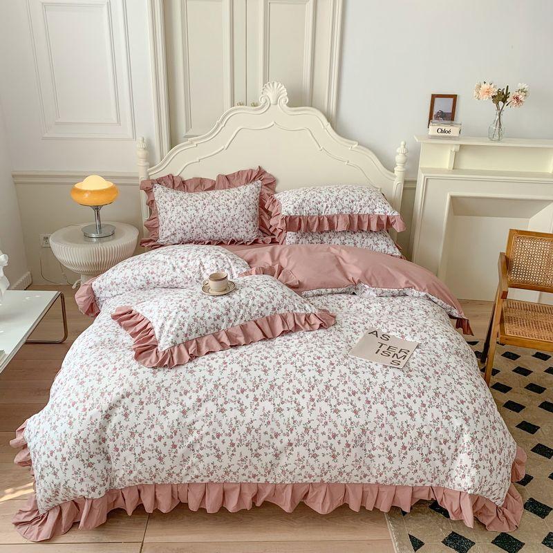 Four Seasons Universal Princess Style Four Piece Set Thickened Girl Heart Lace Bed Sheet Quilt Set Double Bedding