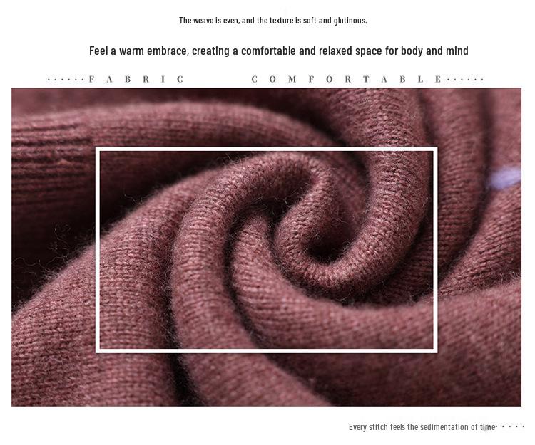 High-Grade Wool Sweater: Semi-High Collar, Fashionable Embroidery, Thick Knit for Middle-Aged/Elderly Women, Winter Warmth.