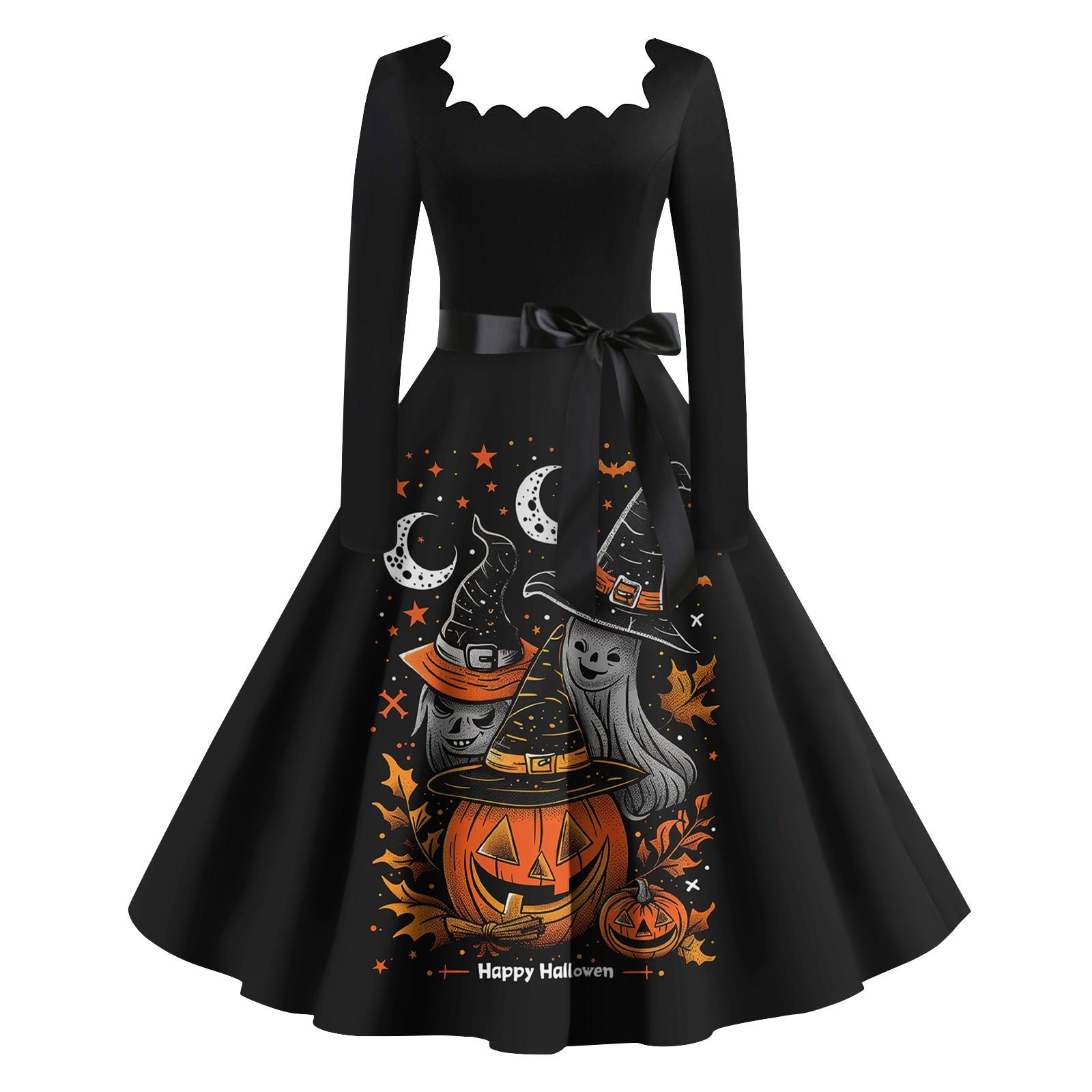 

Женское повседневное модное платье в стиле ретро с квадратным вырезом и длинными рукавами M